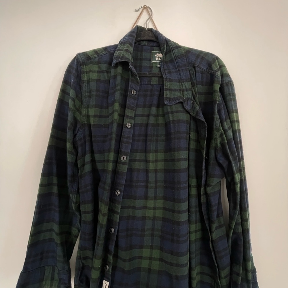 Plaid Green and Blue Men's Shirt Park Plaid flannel shirt